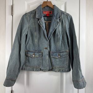 Mossimo Women's Denim Blazer Jacket 100% Cotton Size L Large
